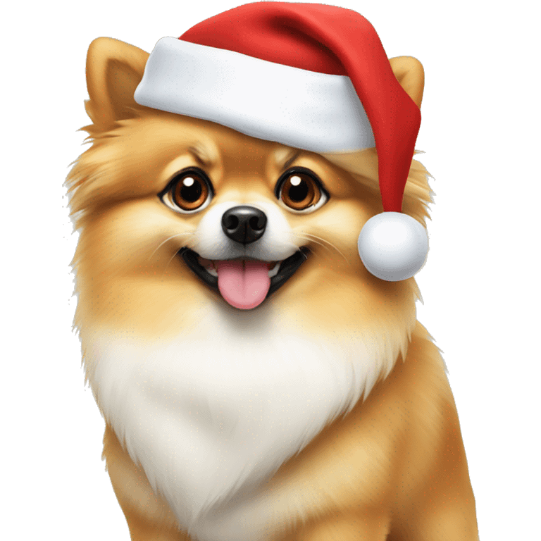 pomeranian with santa hat on emoji