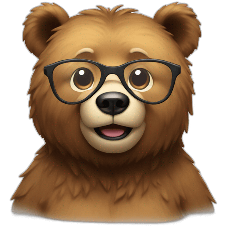 Bear with Glasses say Hi emoji