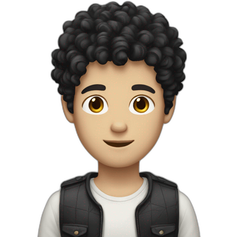 Tall white boy with curly black hair emoji