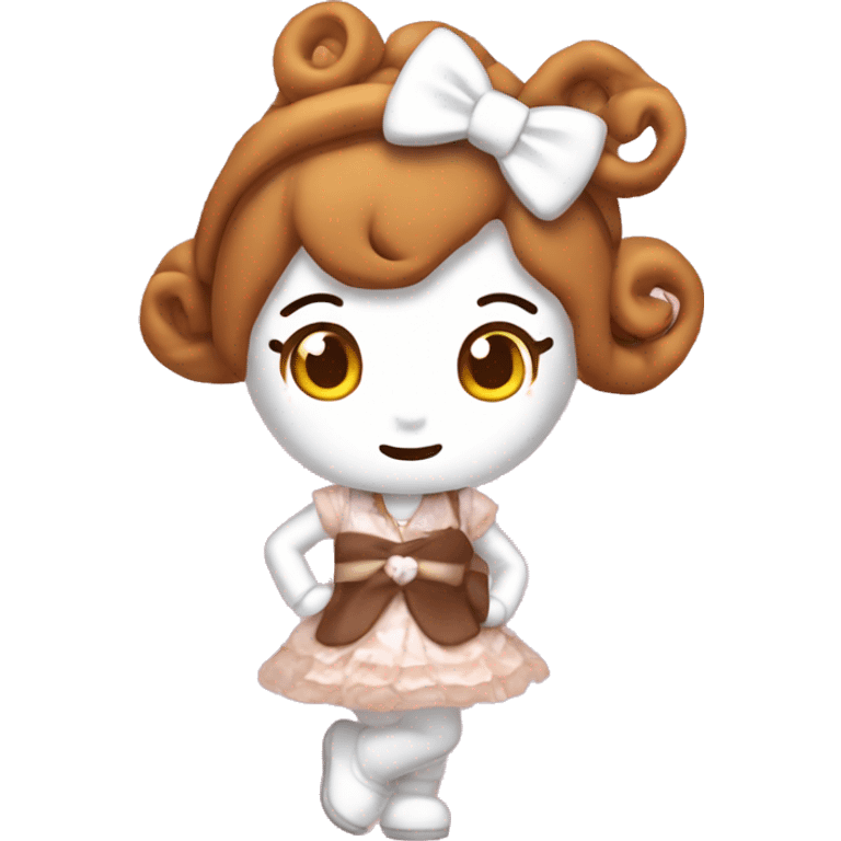 Cinnamon roll from hello kitty with coquette outfit on emoji