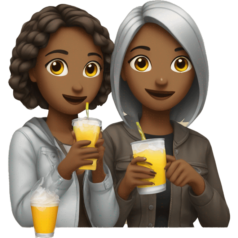 Girls taking drinks emoji