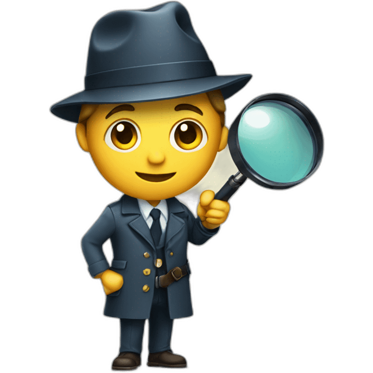 A detective in a detective outfit full body with a magnifying glass emoji