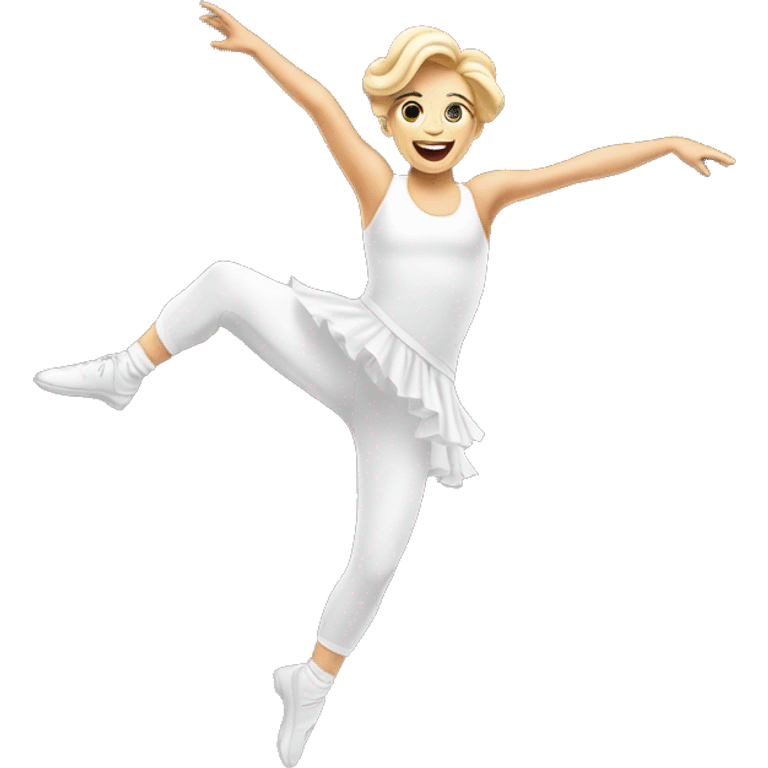 white dancer jumping up in the air leaping emoji