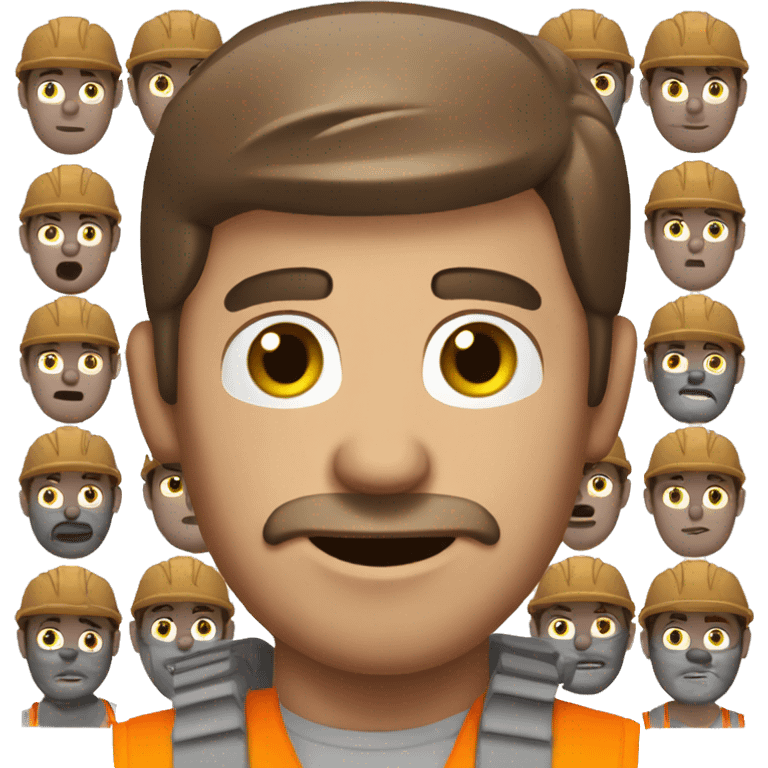 Brown haired construction man with charcoal on the face emoji