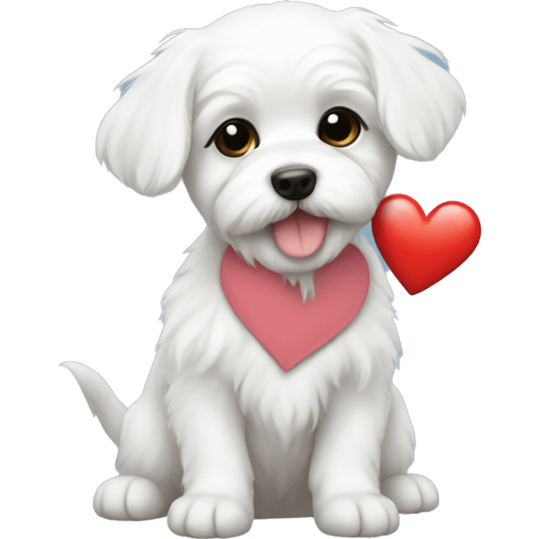 Maltese puppy with heart emoji