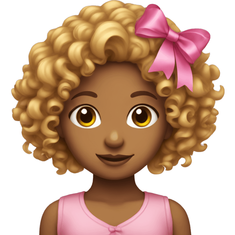 curly head girl with pink bow emoji