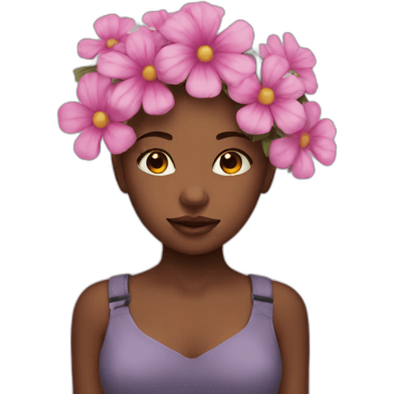 girl with a flower as a head emoji