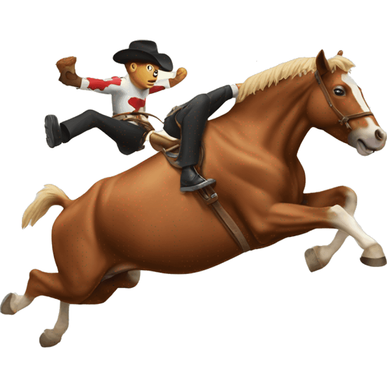 Horse jumping a cow emoji