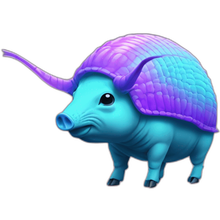 Vaporwave spotted cyan purple gradient pig armadillo cow centipede insect emoji