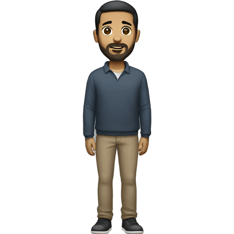 man with short black hair, short beard, full body  emoji