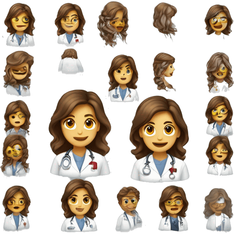 Médecin jolie femme, cheveux bruns longs et raides, endocrinologue, Diabétologue  emoji