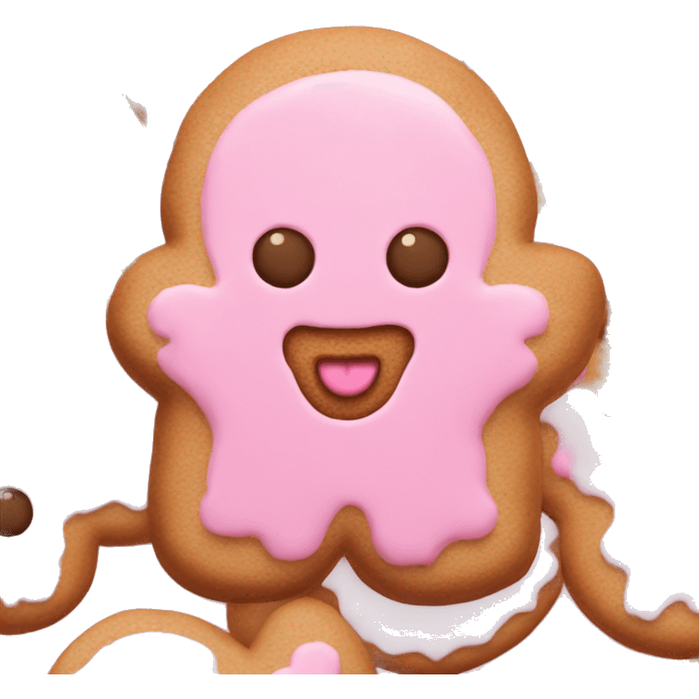 cute gingerbread man, with pastel pink frosting emoji