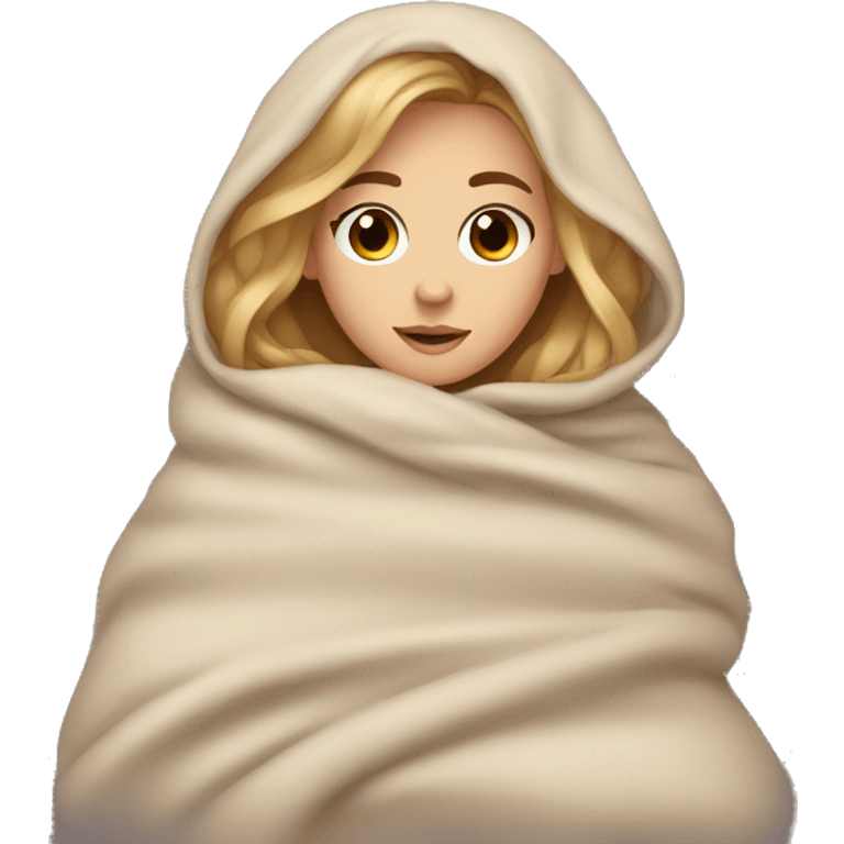 Cute dark blonde girl with brown eyes cuddling in a blanket emoji