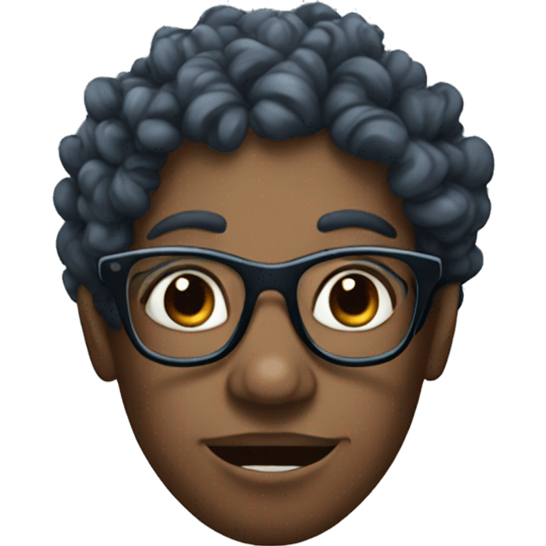 Black Taurus with curly and blue eyes and glasses emoji