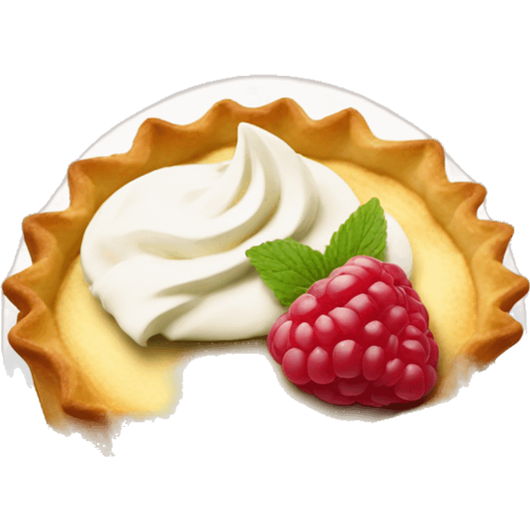 tartlet with cream and raspberries emoji