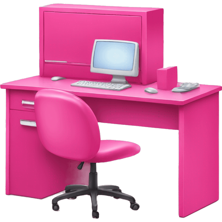 Hot pink desk with pink computer  emoji