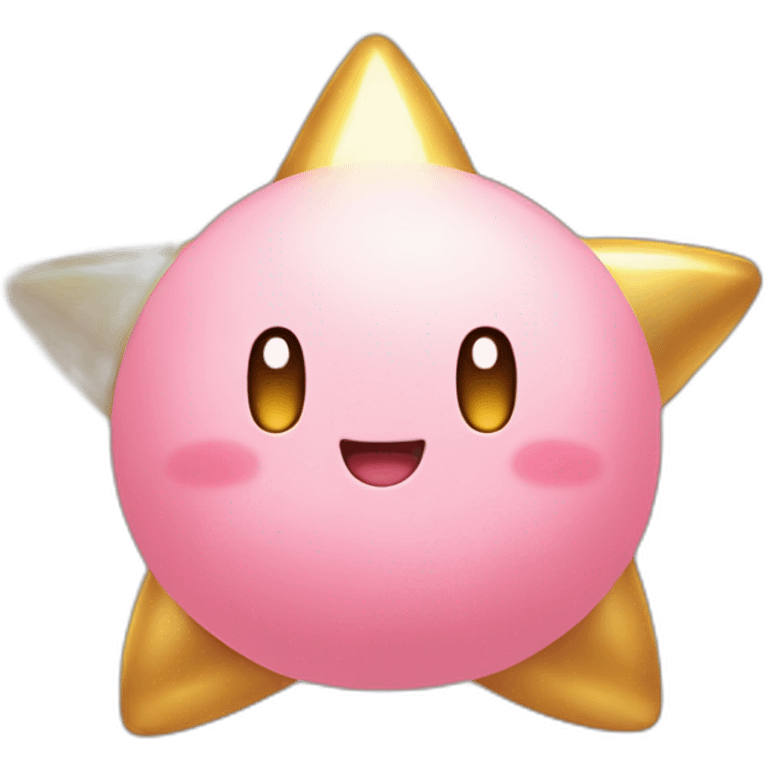 clean cute happy Kirby with a golden star emote emoji