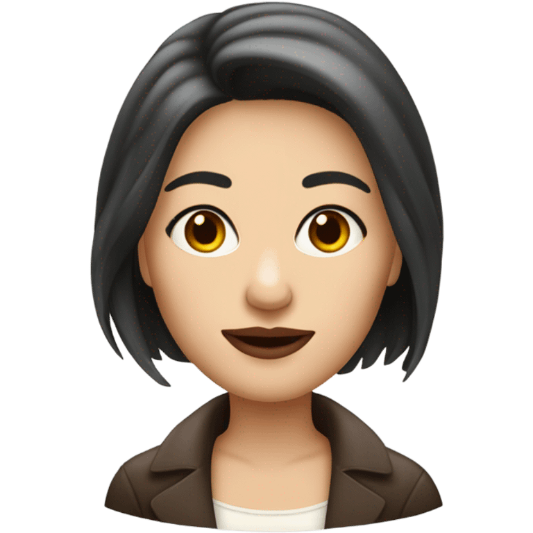 Eine frau mit dunkel braunen haaren, heller haut und rotem Lippenstift  emoji