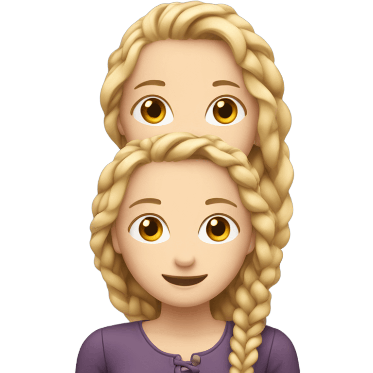 Two girls hugging one girl has dark blonde braids and fair skin one girl has blonde braids and fair skin emoji