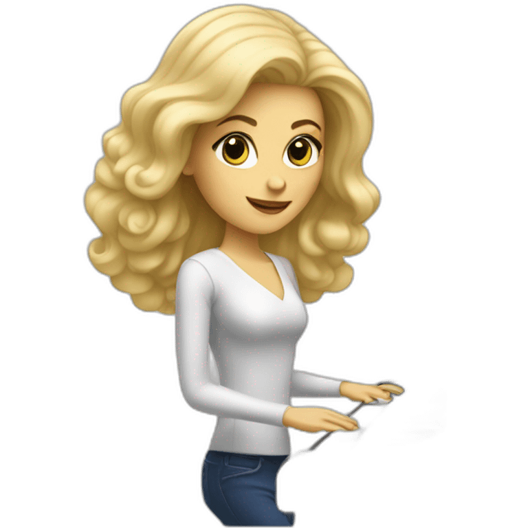 blond woman playing concorde synthesizer emoji