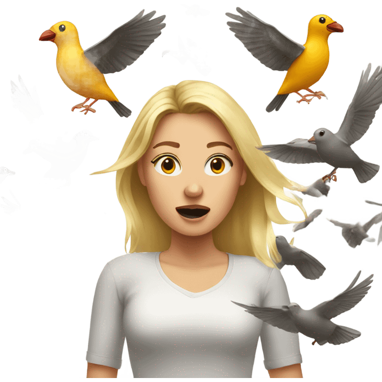 Blonde woman attacked by birds emoji