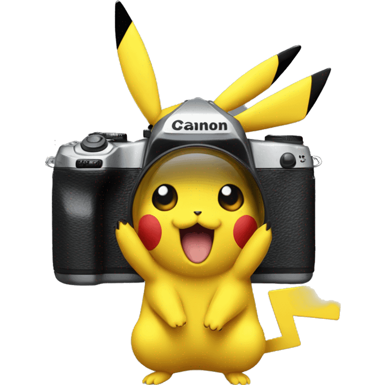 pikachu with Canon M50 camera emoji