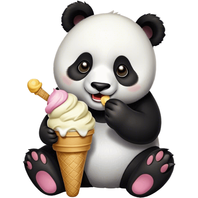 Panda eating ice cream emoji