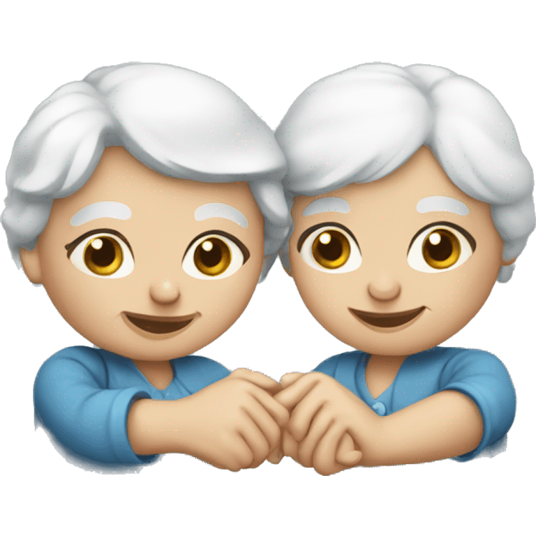 Old ladies holding hands blue eyes emoji