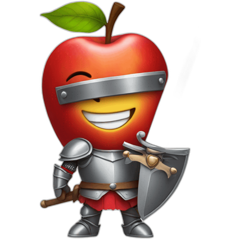 smiling red apple dressed as a knight emoji