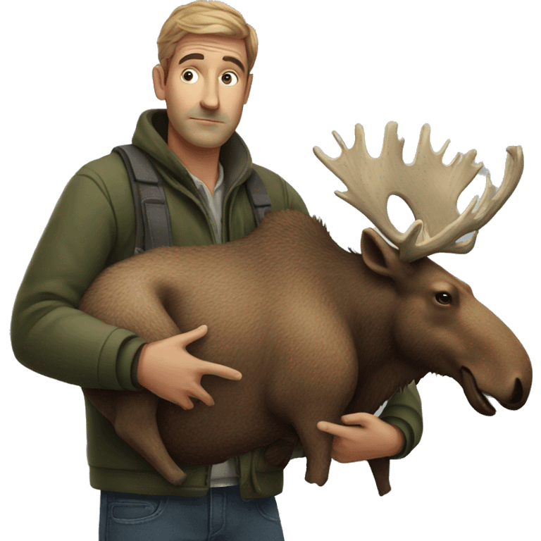 Man carrying a dead moose emoji