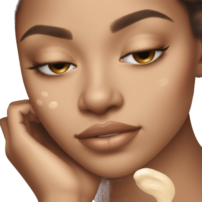 pretty light skinned brunette girl sleeping with cream coloured moisturiser on her face soft textures emoji