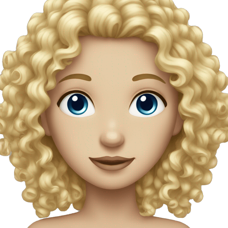 curly blond hair with blue eyes lady emoji