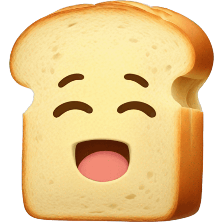 bread but lightly cooked and its smiling but also experiencing the worst cramp ever. emoji