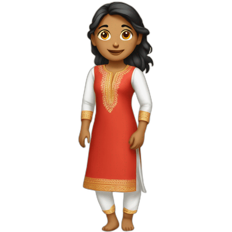 an indian girl wearing a red kurti and white pajama emoji