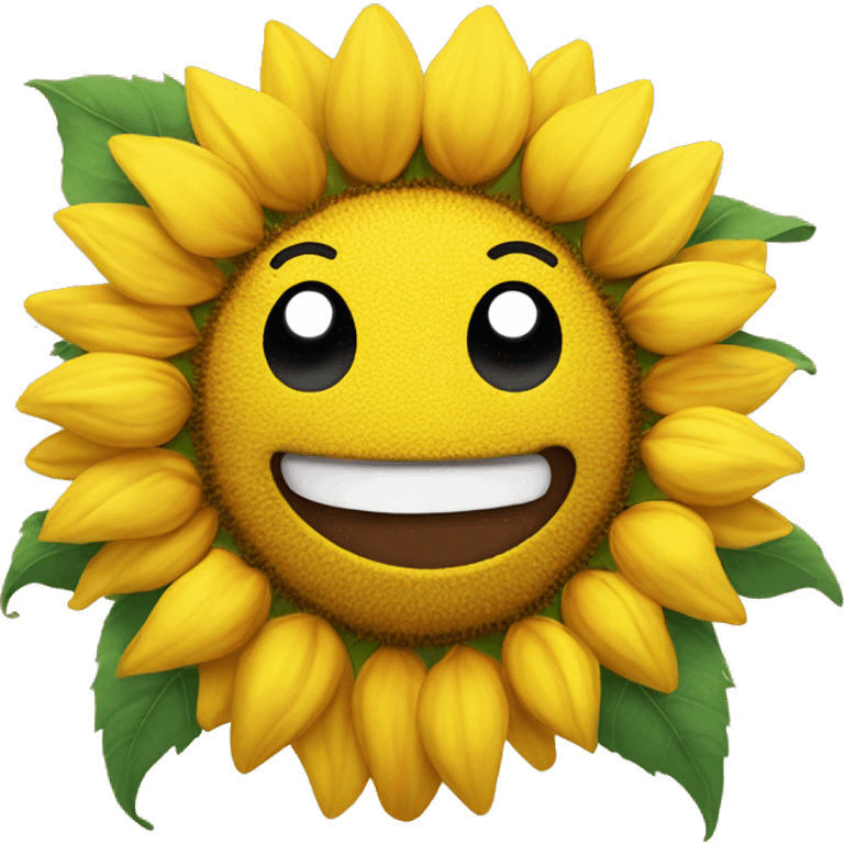 Sunflower with smile and hearts as eyes emoji