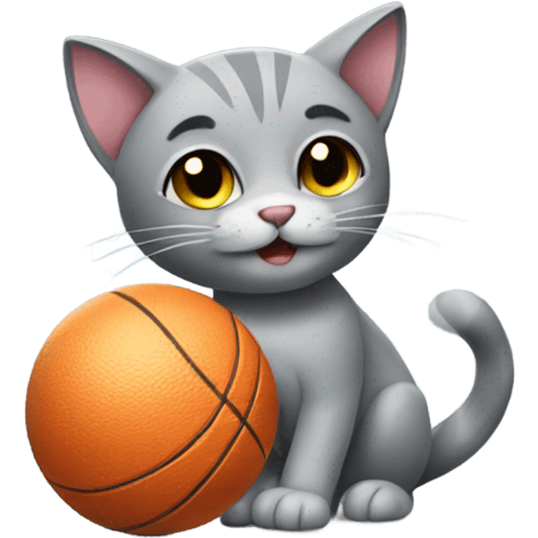 grey cat playing with ball emoji