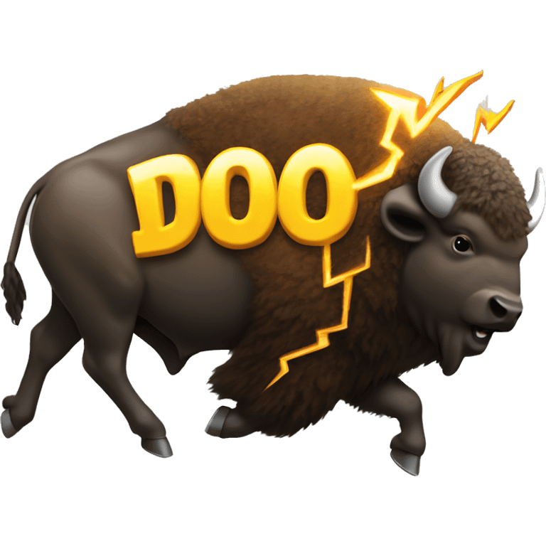 Buffalo running with lightening with word DO written on in emoji