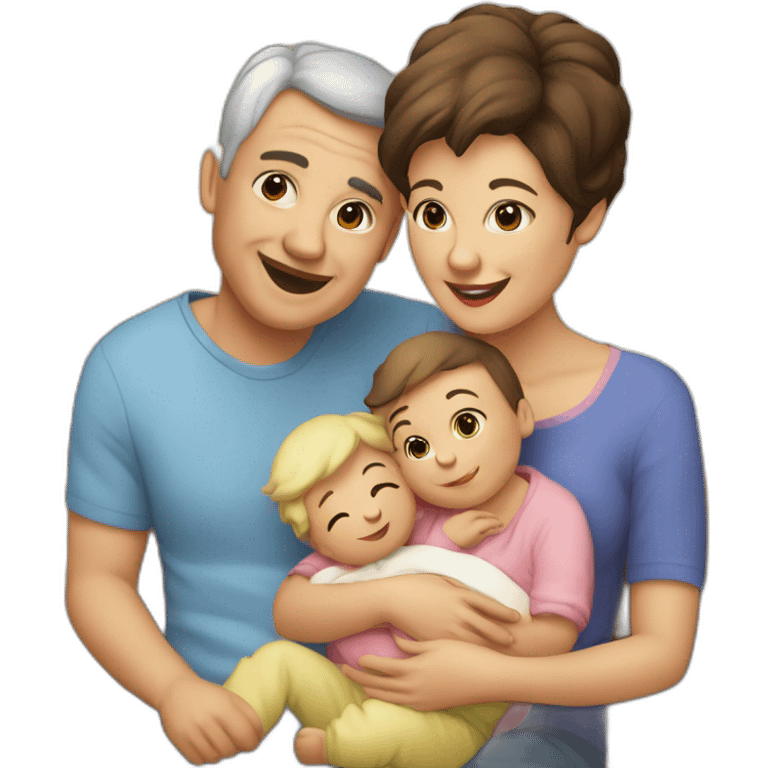 Père, jeune maman, jeune, avec un bébé emoji