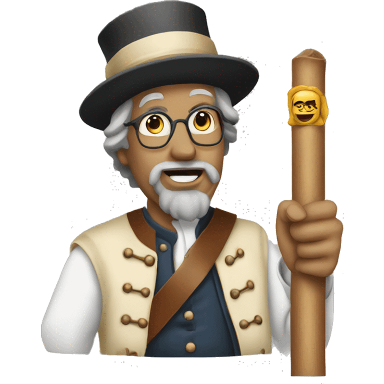 a historical figure wearing a sign that says for sale emoji