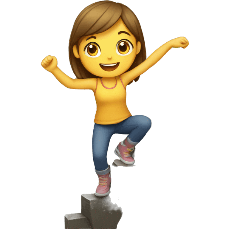 girl climbing hill and reaching star emoji