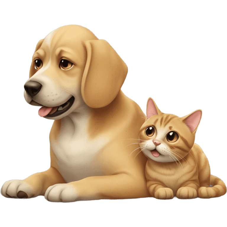 Dog licking cat emoji