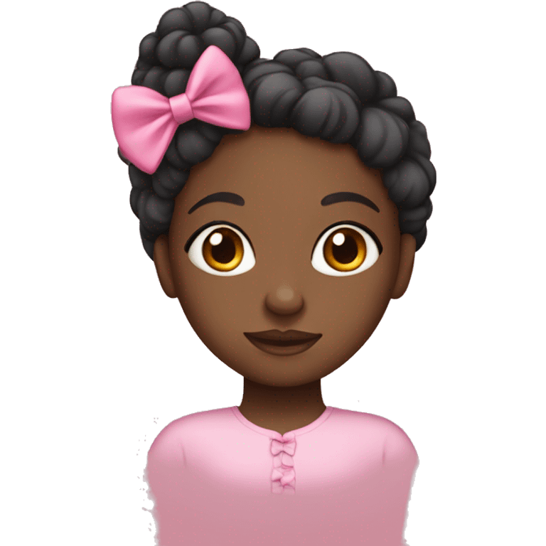 black girl with pink bow in hair emoji