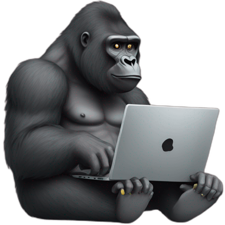 gorilla using a laptop emoji