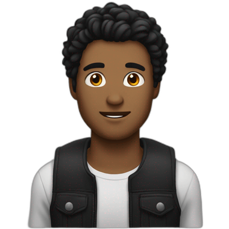 a guy with a blak culiy hair emoji