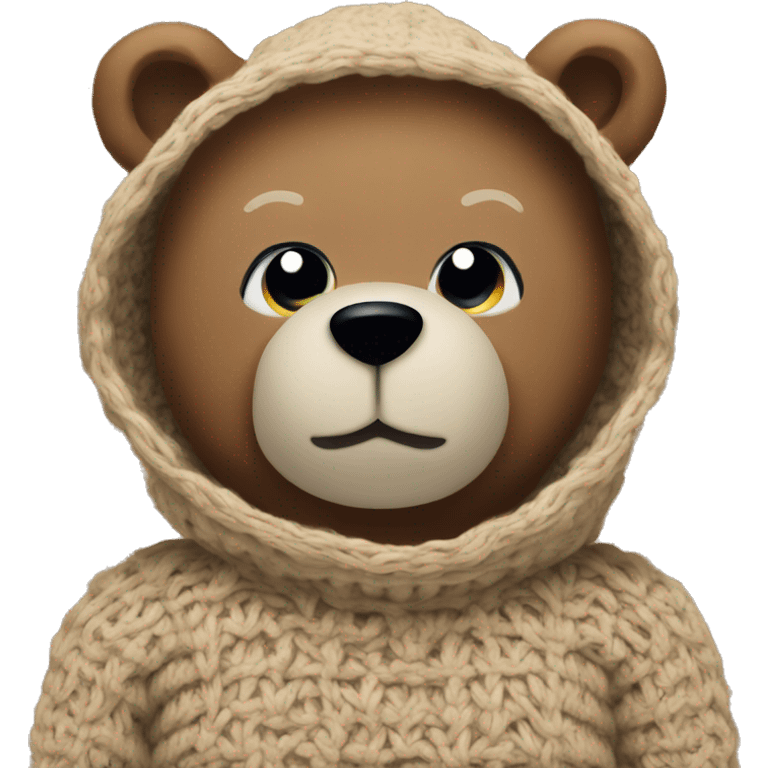 Cute Bear wearing a crochet balaclava emoji