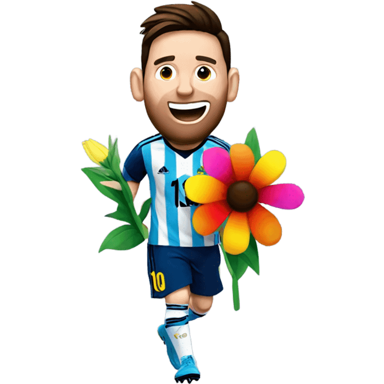 Messi with a flower in his mouth  emoji