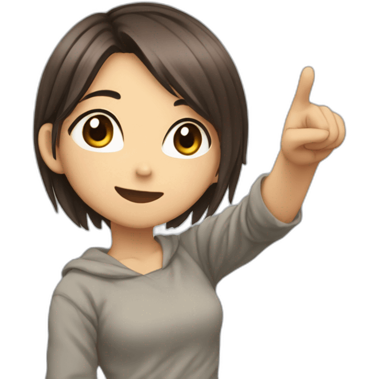 anime girl looking sideway and pointing finger at left side emoji