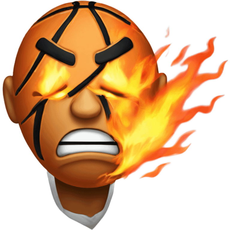 Basketball witb angry face on fire emoji