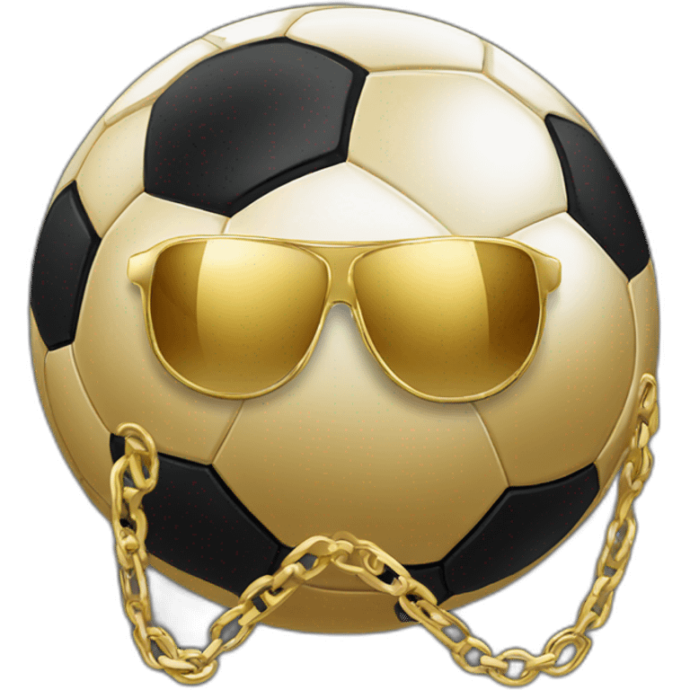 soccer ball wearing gold chain with gold shades emoji