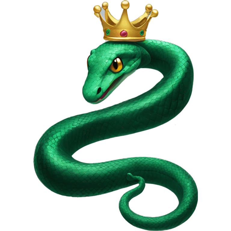 A dark emerald snake with a crown head luxe beautiful snake emoji